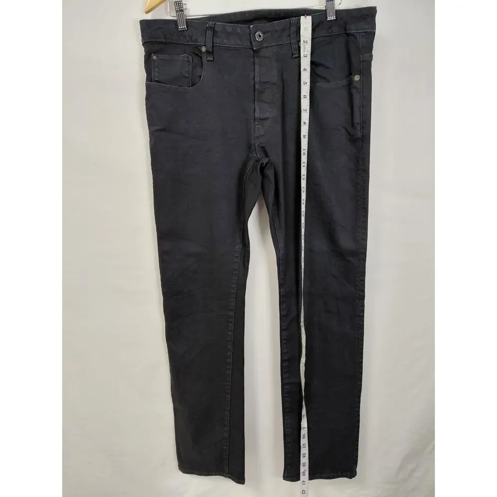 G-Star 3301 Straight Raw Coated Black Denim Jeans Men Size 36